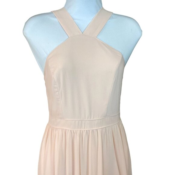 Lulus Air of Romance Peach Georgette Halter Bodice Lined Maxi Formal Gown Small - Picture 2 of 8